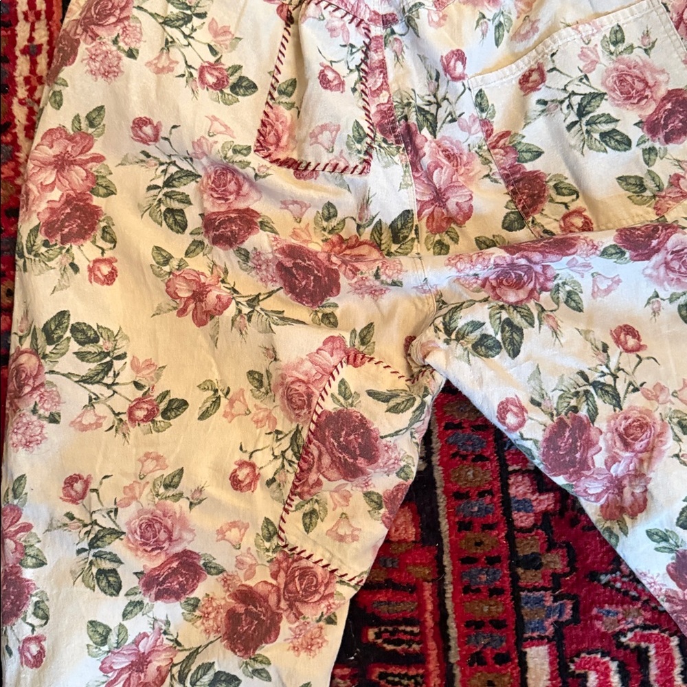 Floral Print Women’s Jeans - Pink Roses - Picture 7 of 8